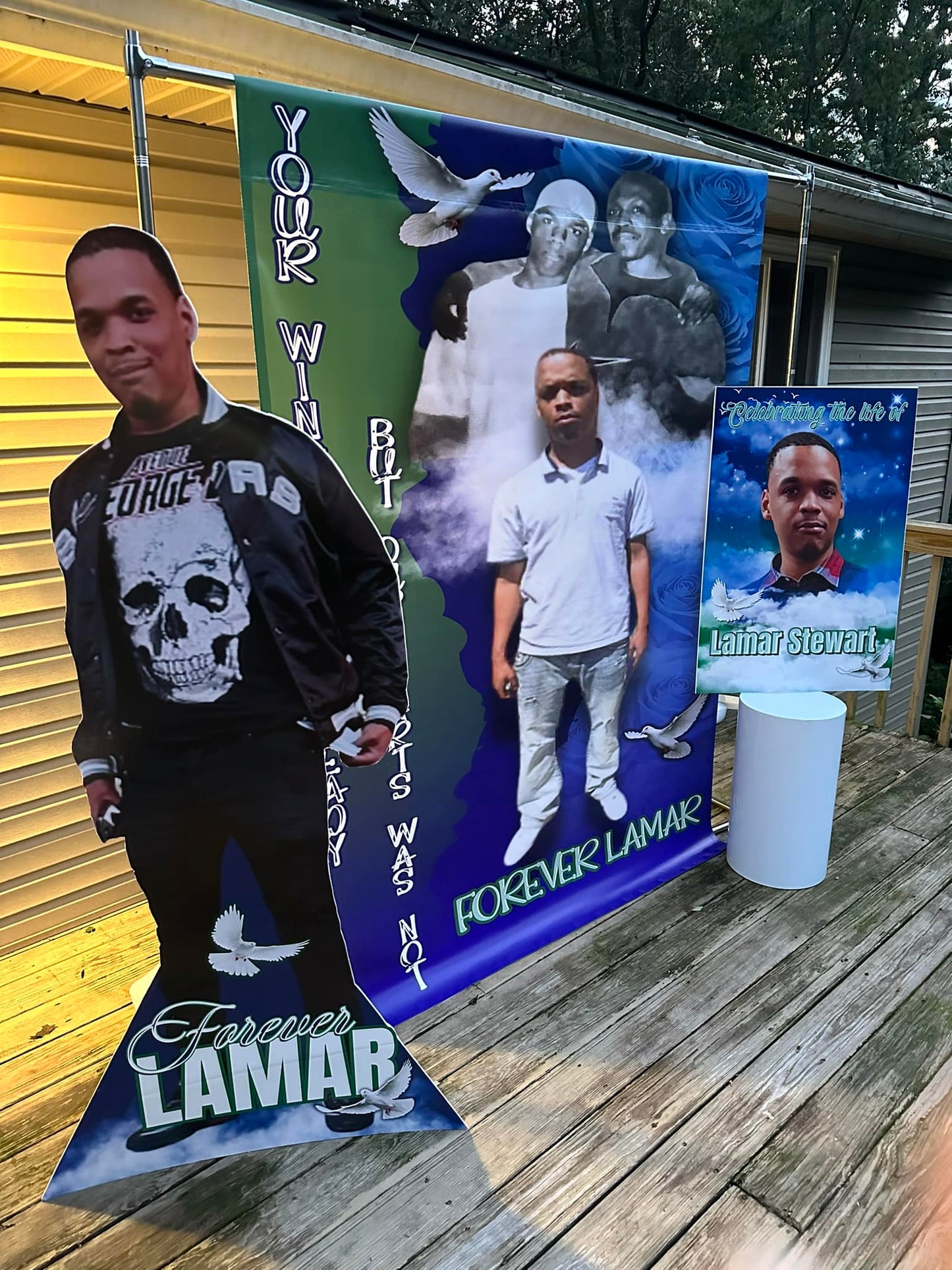 custom Memorial Backdrop, memorial, custom, backdrop, gift.