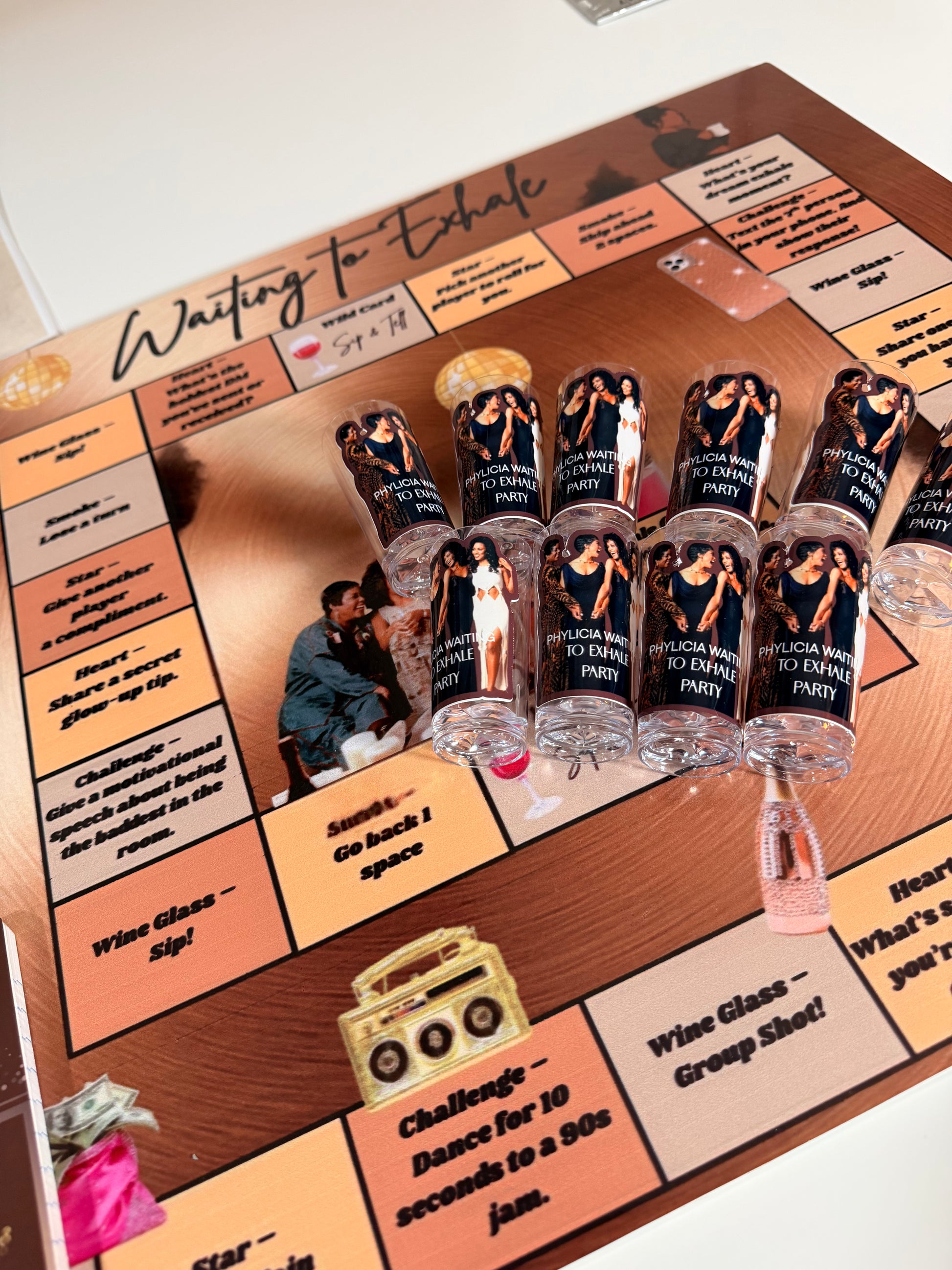 Custom Made Game Board, Shot glasses, 